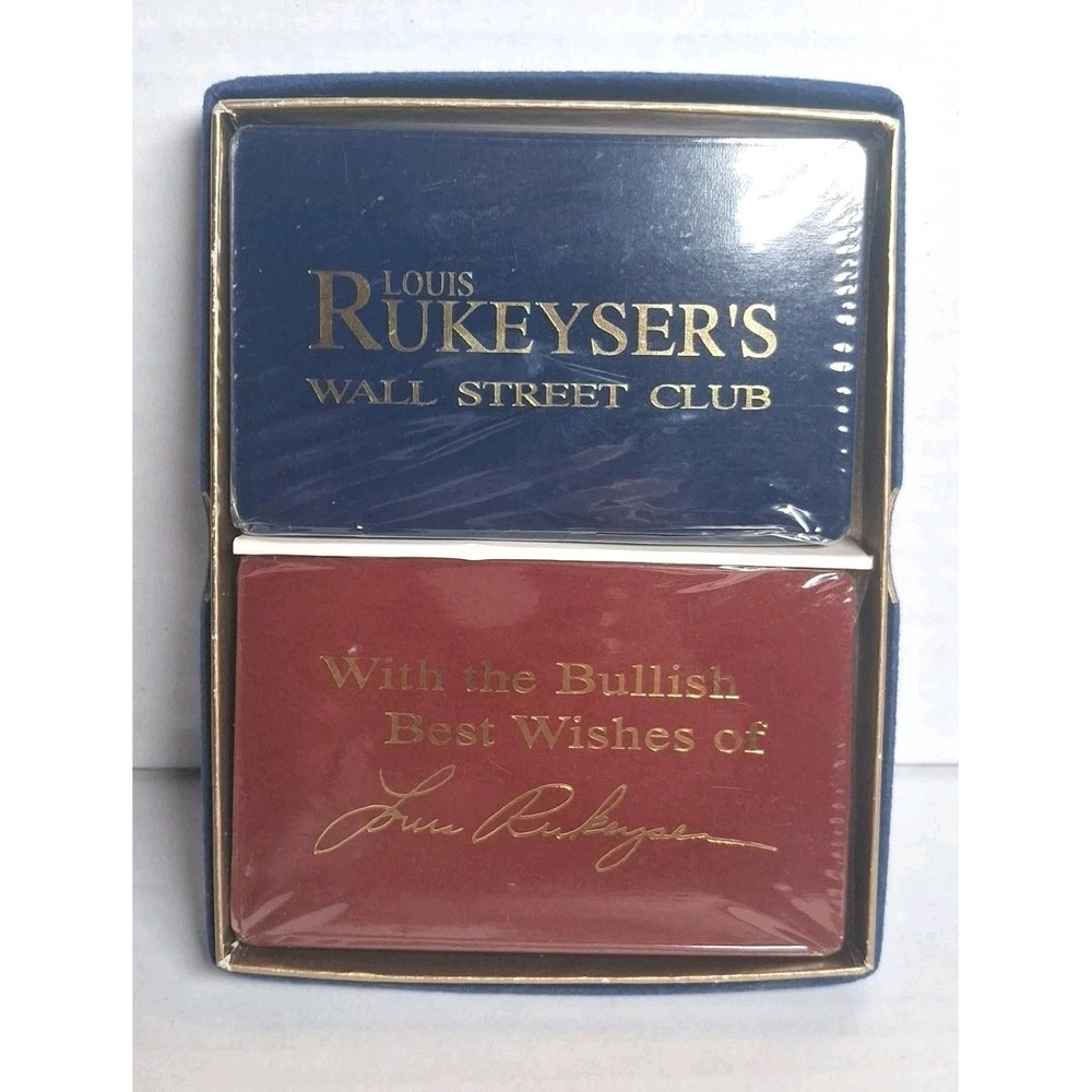 Set Of 2 Playing Cards Louis Rukeyser's Wall Street Club Bullish Best Wishes